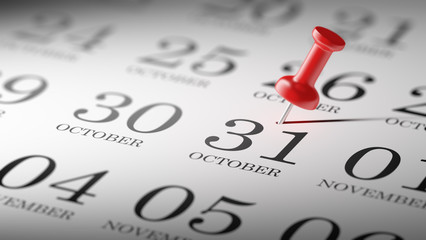 October 31 written on a calendar to remind you an important appo
