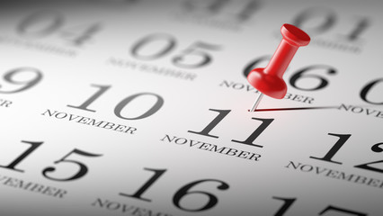 November 11 written on a calendar to remind you an important app