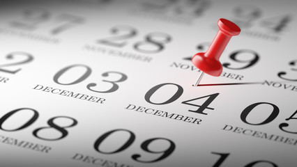 December 04 written on a calendar to remind you an important app