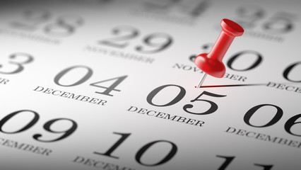 December 05 written on a calendar to remind you an important app