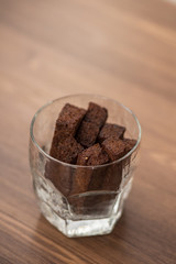 Bread rusks in a glass