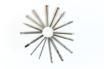 Set of different mini rotary tool bits