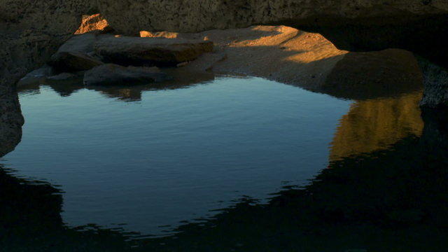 Royalty Free Stock Video Footage of a coastal rock arch at Dor Beach shot in Israel at 4k with Red.