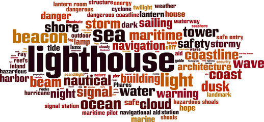 Obraz premium Lighthouse word cloud concept. Vector illustration