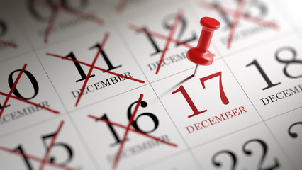 December 17 written on a calendar to remind you an important app