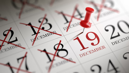 December 19 written on a calendar to remind you an important app