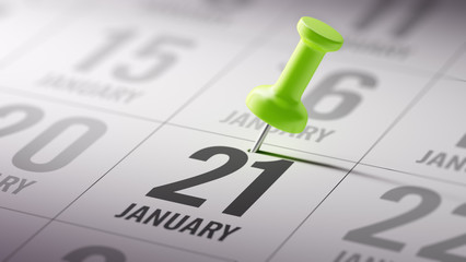 January 21 written on a calendar to remind you an important appo
