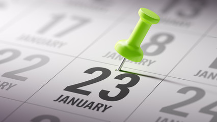 January 23 written on a calendar to remind you an important appo