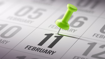 February 11 written on a calendar to remind you an important app
