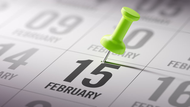 February 15 written on a calendar to remind you an important app