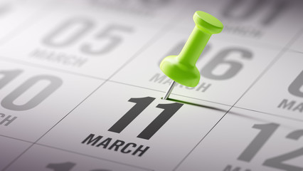 March 11 written on a calendar to remind you an important appoin
