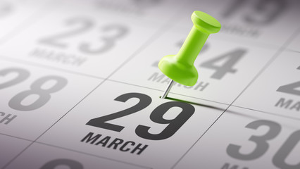 March 29 written on a calendar to remind you an important appoin