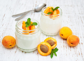 sweet yogurt with fresh apricots