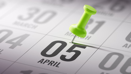 April 05 written on a calendar to remind you an important appoin