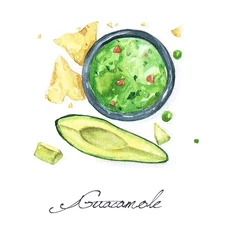 Zelfklevend Fotobehang Watercolor Food Painting - Guacamole © nataliahubbert