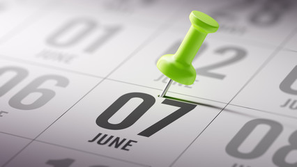 June 07 written on a calendar to remind you an important appoint
