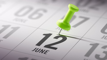 June 12 written on a calendar to remind you an important appoint