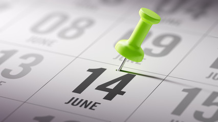 June 14 written on a calendar to remind you an important appoint