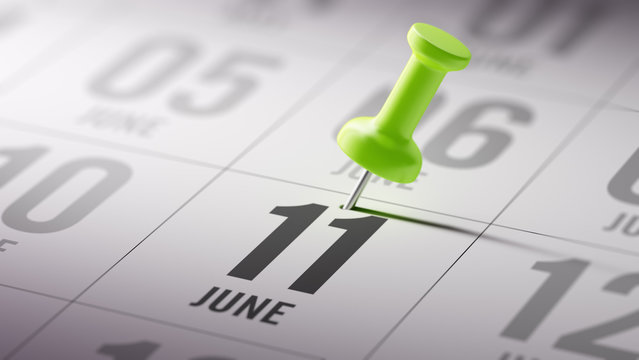 June 11 written on a calendar to remind you an important appoint