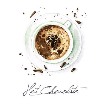Watercolor Food Painting - Hot Chocolate