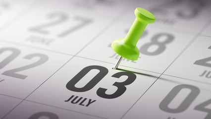 July 03 written on a calendar to remind you an important appoint
