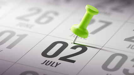 July 02 written on a calendar to remind you an important appoint