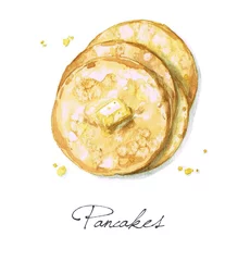Foto op Canvas Watercolor Food Painting - Pancakes © nataliahubbert