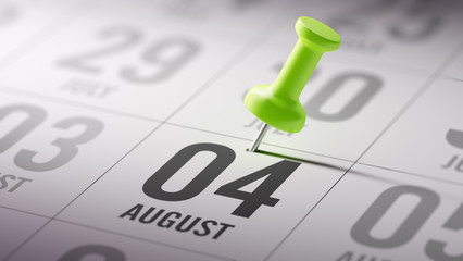 August 04 written on a calendar to remind you an important appoi
