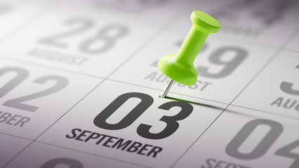 September 03 written on a calendar to remind you an important ap