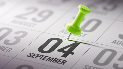 September 04 written on a calendar to remind you an important ap