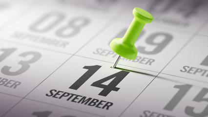 September 14 written on a calendar to remind you an important ap