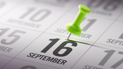 September 16 written on a calendar to remind you an important ap