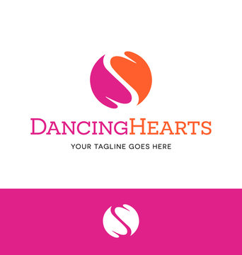 Logo Of 2 Hearts Fitted Together For Business, Organization Or Website