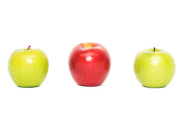 Three apples, white background