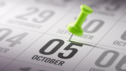 October 05 written on a calendar to remind you an important appo