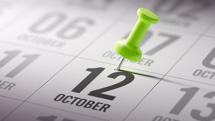 October 12 written on a calendar to remind you an important appo