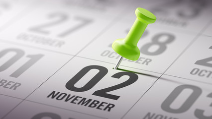 November 02 written on a calendar to remind you an important app