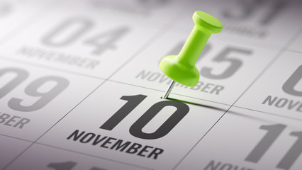 November 10 written on a calendar to remind you an important app