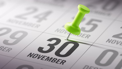 November 30 written on a calendar to remind you an important app - obrazy, fototapety, plakaty