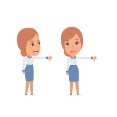 Frustrated and Angry Character Consultant Girl showing thumb dow