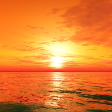Marine sunset, sunrise over the sea, the light over the sea © ustas