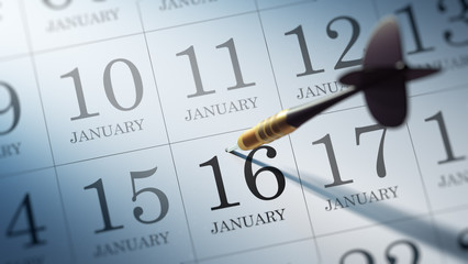 January 16 written on a calendar to remind you an important appo