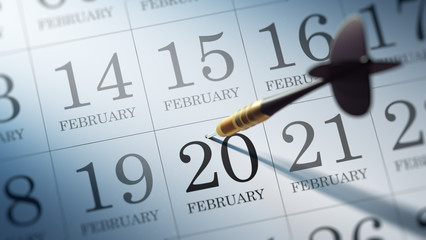 February 20 written on a calendar to remind you an important app