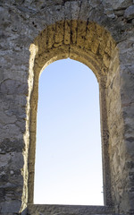 Window of ruined small church