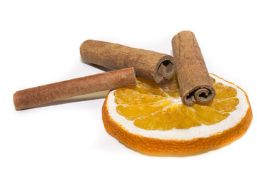 Dry orange and cinnamon sticks
