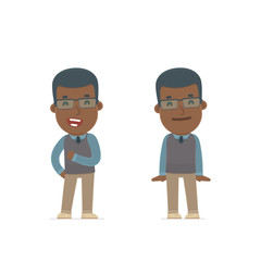 Funny Character African American Teacher in confident and shy po