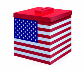 ballot box with american flag