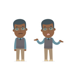 Confused  Character African American Teacher in ignorance and do