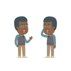 Calm Character African American Teacher tells news to his friend