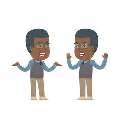 Funny Character African American Teacher tells interesting story